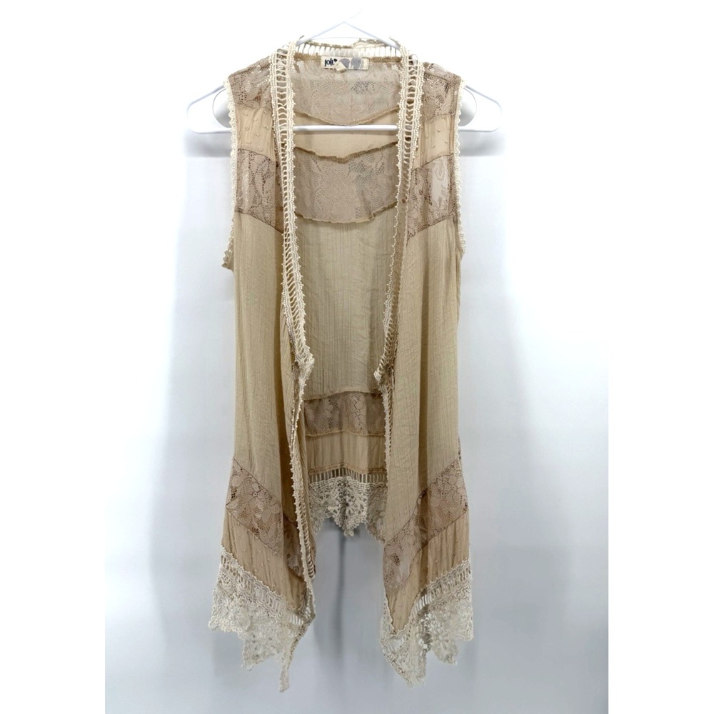 Jolt Ivory Crochet Lace Open Cardigan Sleeveless Boho Dainty Festival Women S